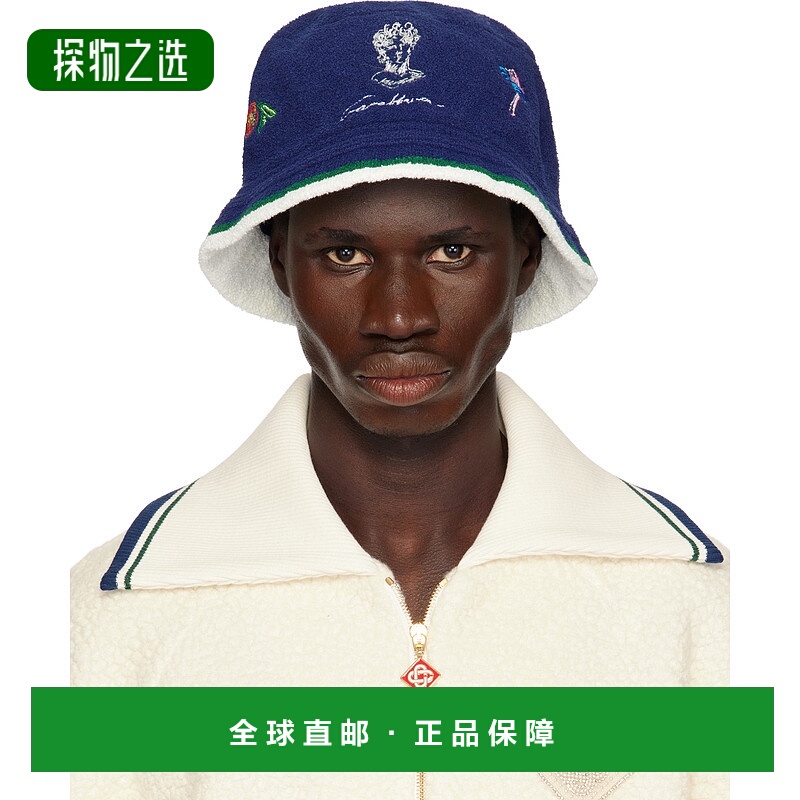 1h可退 香港直邮Casablanca 男士 海军蓝 Patch 渔夫帽 APS25HAT0