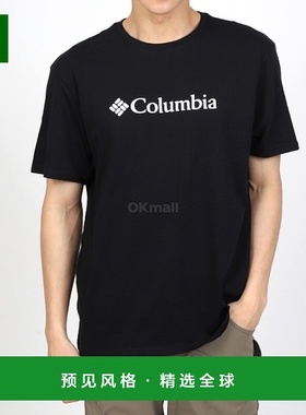 韩国直邮Columbia哥伦比亚字母logoT恤黑色徽标短袖透气舒适速干