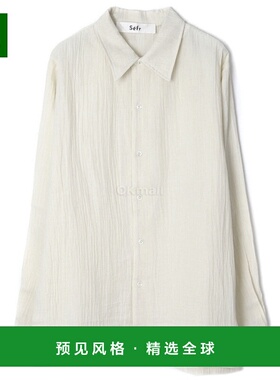 韩国直邮Sefr RIPLEY 褶皱白色长袖衬衫