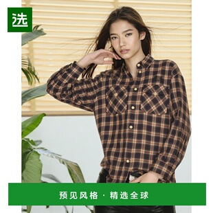 欧洲直邮MIU MIU(缪缪)24新品 格子呢羊毛衬衫潮流时尚百搭舒适