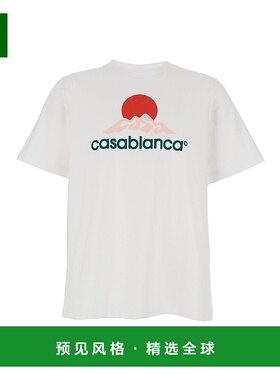 1h可退 香港直邮Casablanca 男士 Front 白色圆领带Logo棉质T恤 M