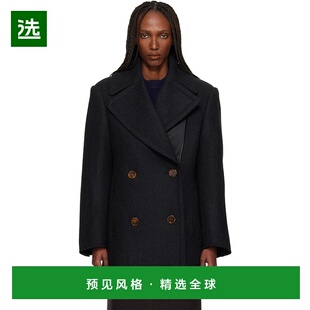 1h可退 香港直邮Lanvin 朗雯 女士 灰色双排扣大衣 RWCO00016120H