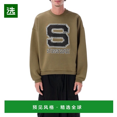 1h可退 香港直邮Stussy 斯图西 男士 State 徽标棉质圆领卫衣 118