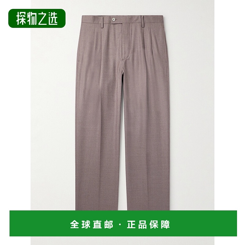 香港直邮AURALEE 男士 阔腿褶裥羊毛/斜纹布裤子 A25AP02OS533383