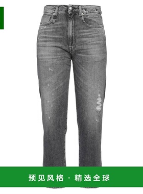 1h可退 香港直邮R13 女士 宽松牛仔长裤 black黑色 舒适时尚