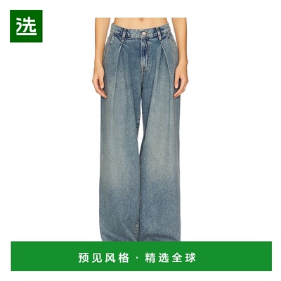 1h可退 香港直邮Triarchy 女士 Linda 中腰褶裥阔腿牛仔长裤 2089