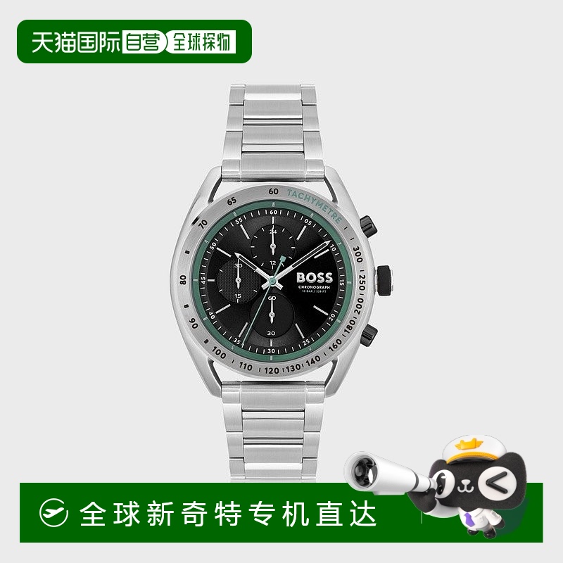 欧洲直邮HUGO BOSS雨果BOSS BLACK 带有子表盘和链式表带计时手表