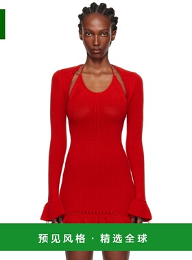 1h可退 香港直邮Danielle Guizio 女士 红色 Crochet Ruffle Slee