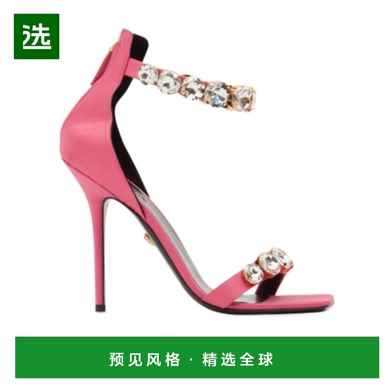 香港直邮Versace 方头水晶高跟凉鞋 78I-WTY004