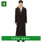 美国直邮 AMI Paris棕色双排扣毛呢大衣 1h可退 男装 242482M1