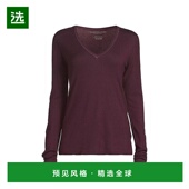 美国直邮 MAJESTIC FILATURES女士毛衣长袖 1h可退 V领羊绒女装