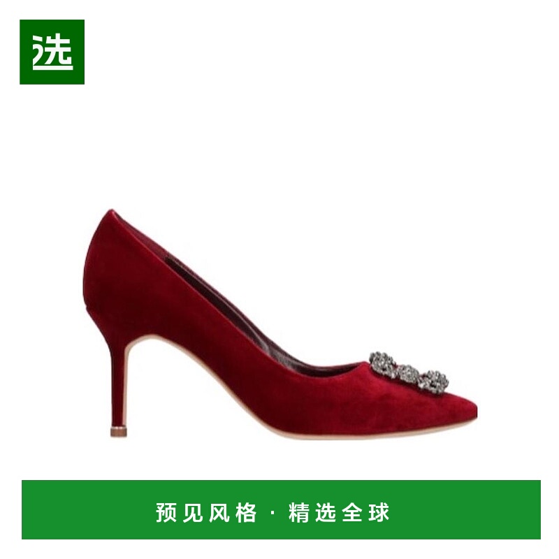 香港直邮Manolo Blahnik 徽标天鹅绒高跟鞋 76I-0C4031