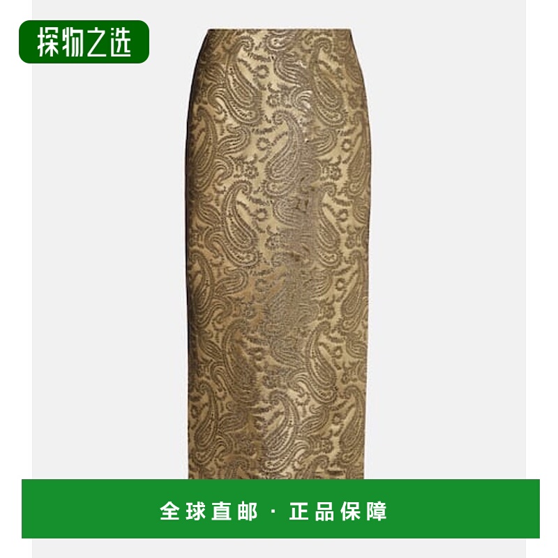 香港直邮Etro 艾特罗 女士 佩斯利锦缎中长半身裙