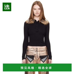 1h可退 香港直邮Ottolinger 女士 黑色 Furry Fitted 长袖 Polo