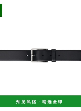 1h可退 香港直邮BOSS 波士 男士 黑色 Engraved-Logo Buckle Leat