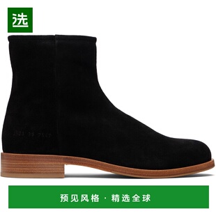 1h可退 香港直邮Common Projects 男士 黑色 Waxed Suede Zipper