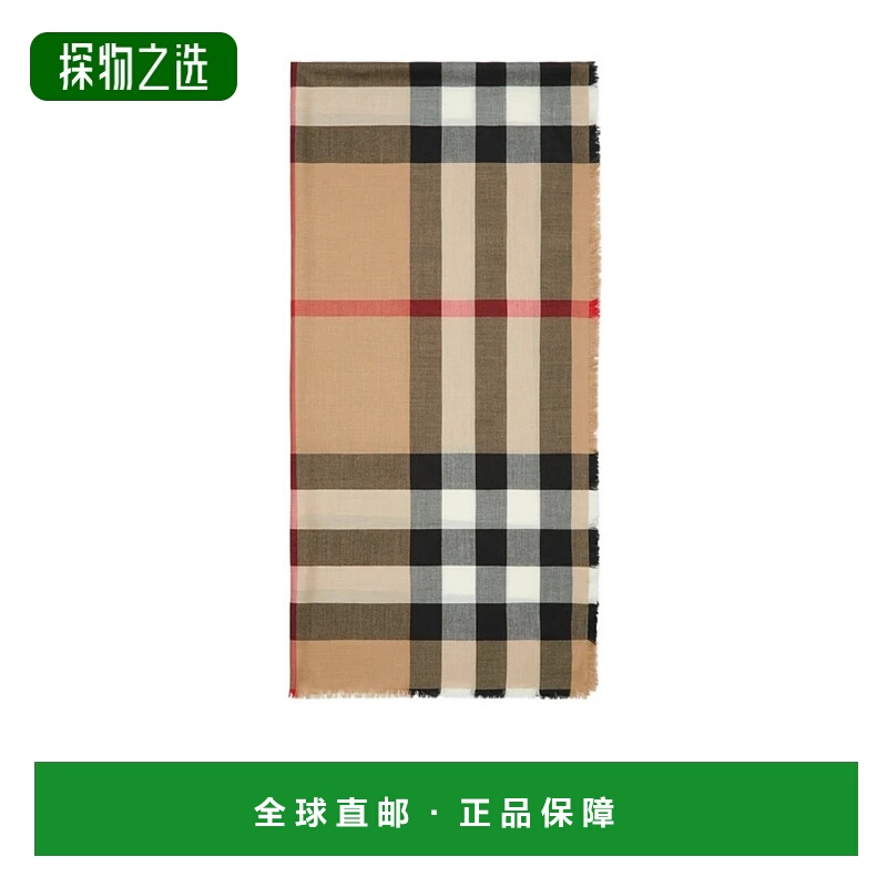 香港直邮Burberry 格纹羊绒围巾 80832921博柏利时尚高级感正品