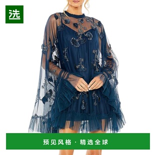 【美国直邮】MAC DUGGAL女士连衣裙 圆领长袖修身时尚 优雅自然女