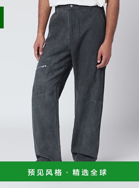 香港直邮Represent 男士 Washed-effect 黑色棉质裤子 MLM100356D
