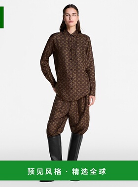 1h可退 欧洲直邮LV路易威登 Mahina女士棕色真丝老花图案长袖衬衫