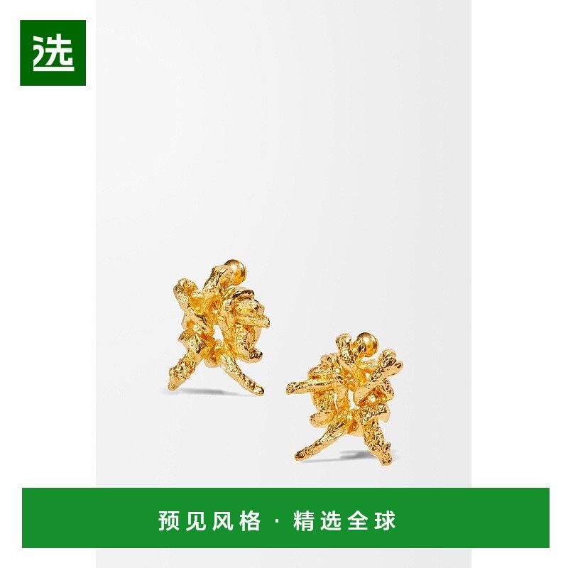 1h可退 欧洲直邮Loewe罗意威 Lynda Benglis联名款女士金色银耳环