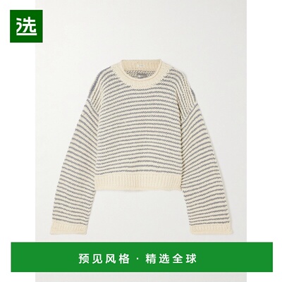 1h可退 香港直邮mother 女士 喇叭袖条纹棉质毛衣 820461639DMA