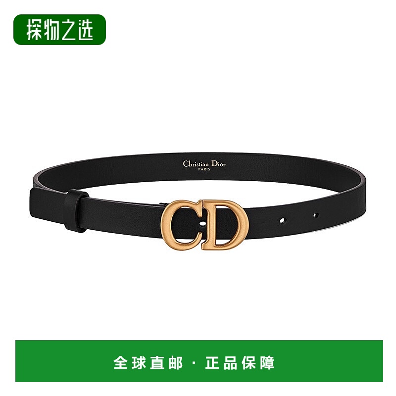 1h可退 Dior/迪奥23新款 女士2cm黑色光滑牛皮革CD金扣腰带