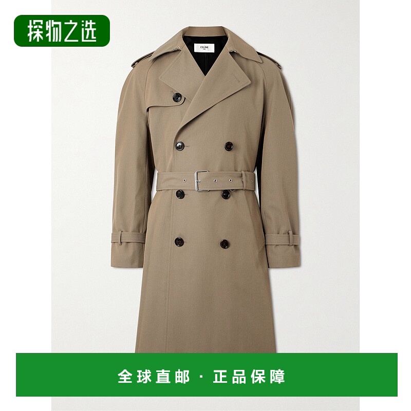 香港直邮Celine 思琳 男士 双排扣羊毛棉混纺华达呢风衣 2M79B984