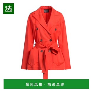 1h可退 香港直邮Lorena Antoniazzi 女士 双排扣大衣 red红色 舒
