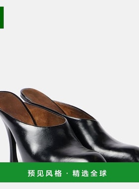 香港直邮KHAITE 女士 Colt 100 皮质凉拖 BLACK 黑色时尚舒适高跟