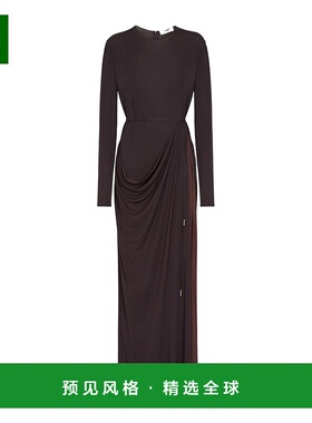 香港直邮Fendi 垂坠圆领长袖连衣裙 FDD176AM3E长裙