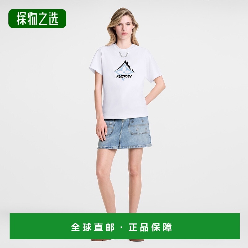 1h可退 欧洲直邮LV路易威登 Signature女士白色棉老花图案短袖T恤
