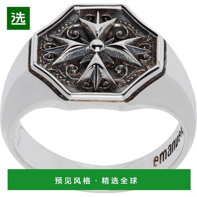 1h可退 香港直邮Emanuele Bicocchi 男士 Crest 图章戒指 MLA1
