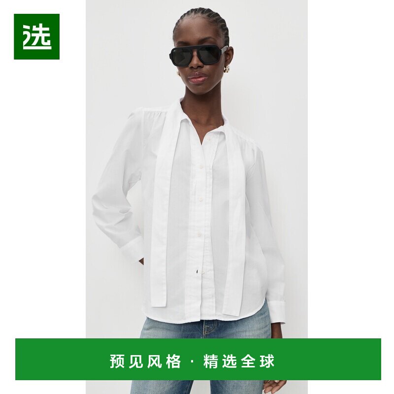 1h可退 香港直邮R13 女士 打结领衬衫 white白色 舒适时尚