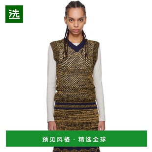 1h可退 香港直邮Wales Bonner 女士 海军蓝 & 黄色 Shade Knit 马