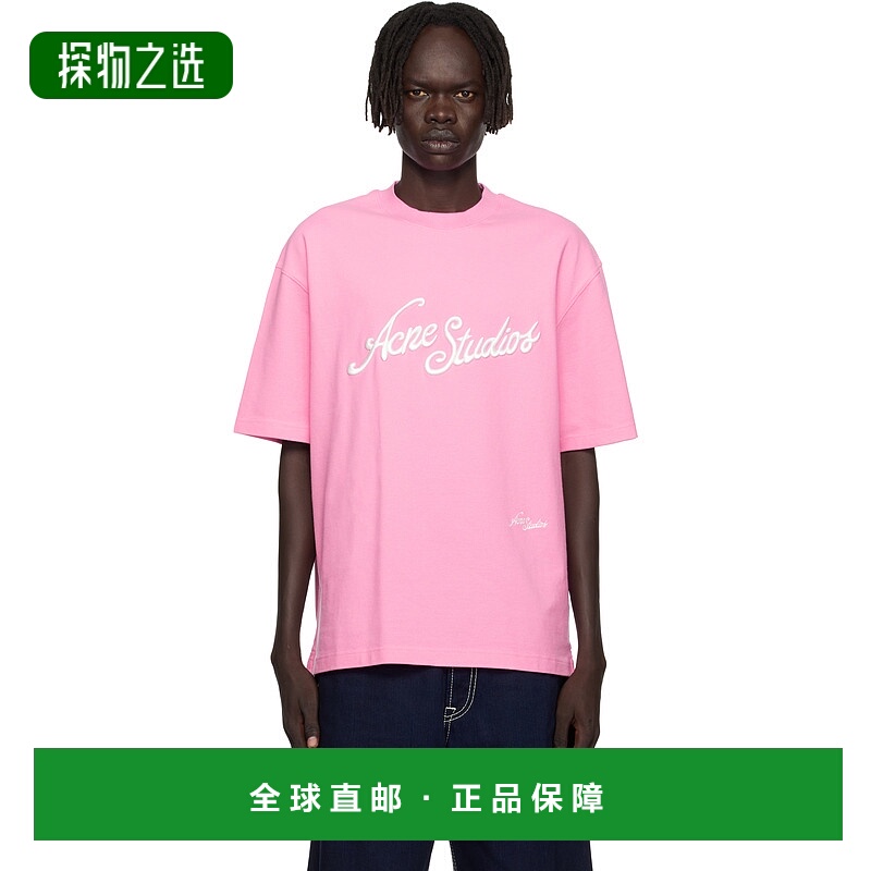香港直邮Acne Studios 艾克妮 男士 粉色 Logo Relaxed Fit T 恤