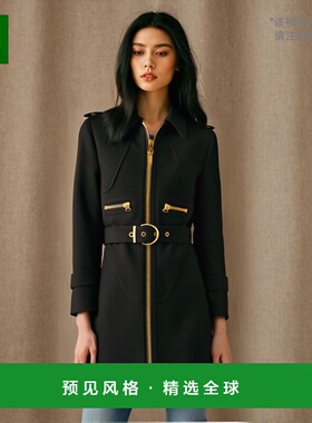 1h可退 欧洲直邮LOUIS VUITTON 配腰带 hopsack 羊毛大衣路易威登