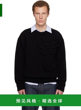 1h可退 香港直邮Wooyoungmi 吴阳米 男士 黑色 Flower Wool 毛衣