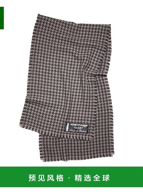 欧洲直邮ACNE STUDIO 23新款 男女同款灰色纯羊毛千鸟格图案围巾