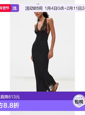 1h可退 香港直邮Danielle Guizio 女士 蕾丝上衣连衣裙 black黑色