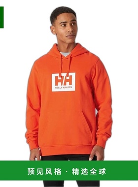 欧洲直邮Helly Hansen 男士橙色棉HHBox连帽衫潮牌舒适百搭休卫衣