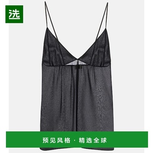 女士 1h可退 圣罗兰 Laurent 真丝乔其纱吊带背心 香港直邮Saint