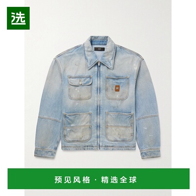 1h可退 AMIRI 男士 Logo-Appliquéd 磨破牛仔布夹克 AMD