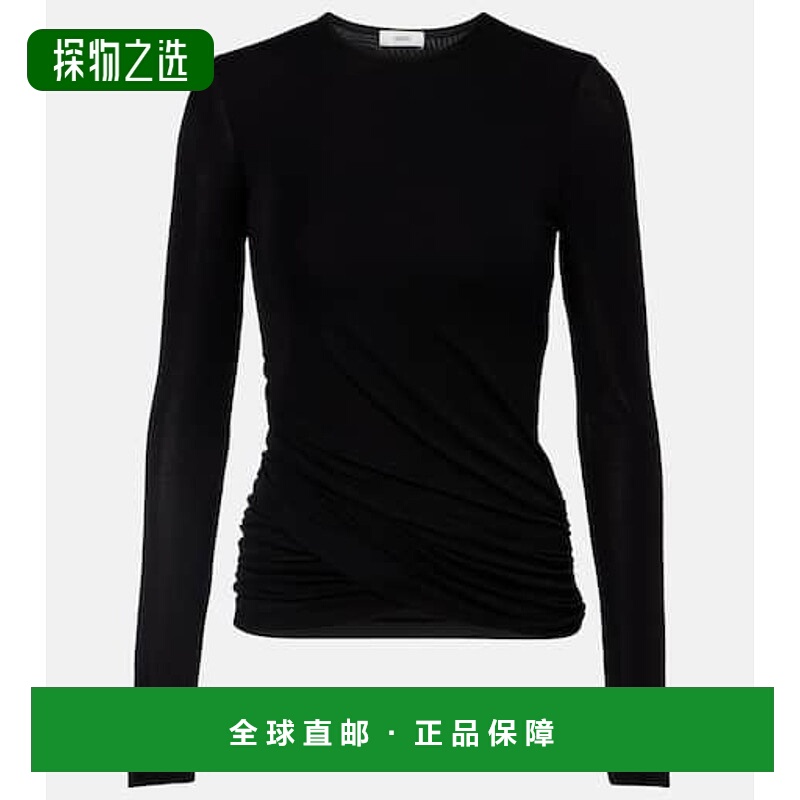 香港直邮AGOLDE 女士 Eve 垂褶T恤 black黑色 舒适时尚