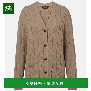 香港直邮Loro Piana 诺悠翩雅 女士 Napier 粗线针织羊绒针织开衫