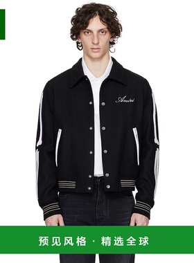 1h可退 香港直邮AMIRI 男士 黑色 Bones 棒球夹克 AMOUVY1007