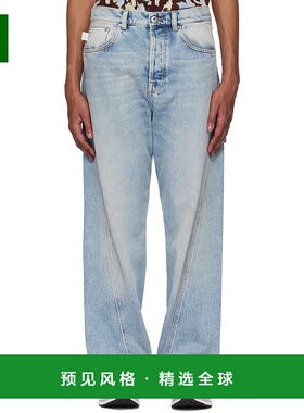 香港直邮Lanvin 朗雯 男士 蓝色 Twisted Straight-Leg 牛仔裤 RM