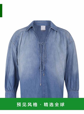 1h可退 香港直邮Pinko 品高 女士 长袖牛仔衬衫 104630A2DT系带