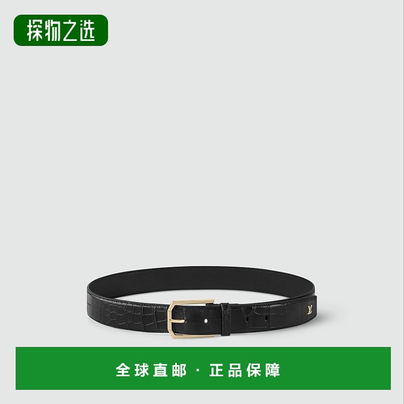 自营1h可退 欧洲直邮LV/路易威登 男士黑色鳄鱼皮腰带新款皮带