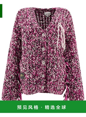 1h可退 香港直邮GANNI 甘尼 女士 流苏开衫 K2443 purple紫色 舒